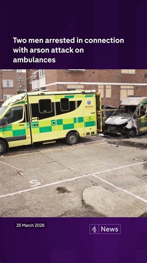Two men arrested in connection with arson attack on ambulances