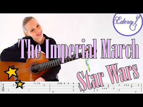 THE IMPERIAL MARCH Fingerstyle Guitar Tutorial with on-screen Tab - Star Wars