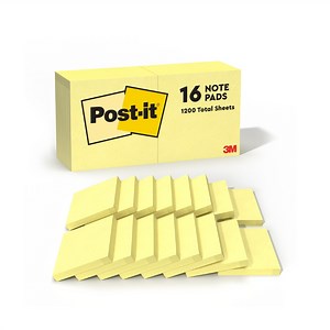 Post-it Sticky Notes Value Pack, 3 in x 3 in, Canary Yellow, 16 Pads