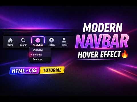 Modern Navbar Design with Hover Animation | HTML CSS Tutorial