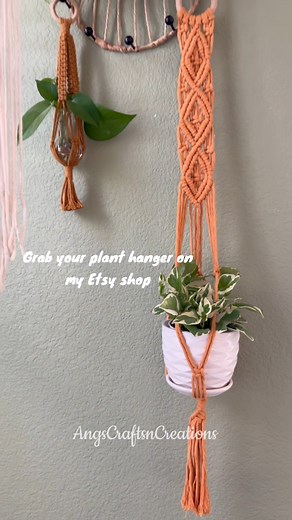 8.9K views · 139 reactions | 華Hang your plant with a beautiful macrame plant hanger Plant hangers are available on my Etsy in several different colors and styles. Etsy shop link located in my bio. #macrame #macrameartist #macrameart #macrameplanthanger #planthanger #macramehanging #macramewallhanging #planthanger #plantdecor #plantlover #houseplants #macramemakers #macramecommunity #macrameandplants #plantlove #angscraftsncreations | AngscraftsnCreations Macrame | Facebook