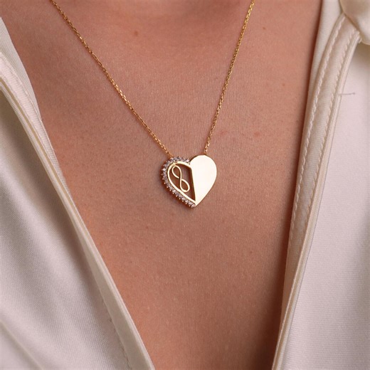 Gold Heart Necklace Infinity Symbol, Gift for Her, Personalized Jewelry for Women, Minimalist Jewelry, Love Pendant, Christmas Gift - Etsy