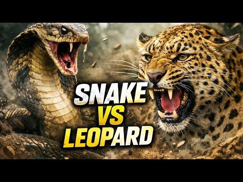 Snake vs Leopard Fight in Jungle | Real Animal Battle#animal video#feed#leapord#snake fight