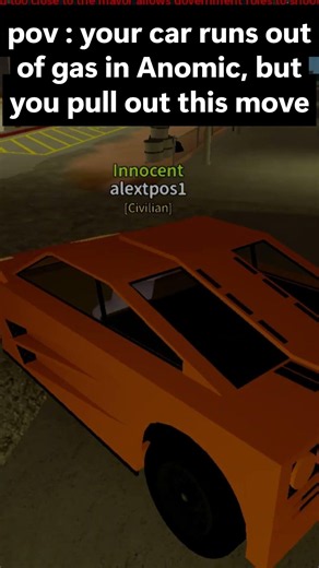 POV : Your car runs out of gas in Anomic, but you pull out this move🥹 #anomic #memes #roblox #funny