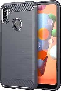 Case for Samsung Galaxy A11 - Cover in Brushed Gray - Mobile Phone Cover Made of TPU Silicone in Stainless Steel Carbon Fiber Optics - Silicone Cover Ultra Slim Soft Back Cover Case Bumper