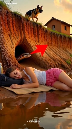 A dog saved a girl from a python at the right time.