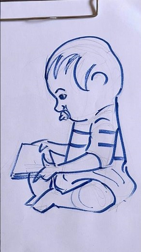 How to Draw a Cute Baby Reading a Book | Easy Step-by-Step Sketch Tutori