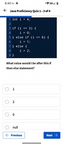 javaint i = 4;if (i <= 3) {    i = 0;} else if (i <= 6) { ... | Filo