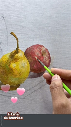 Learn to paint a apple 🍎 #painting #gouache