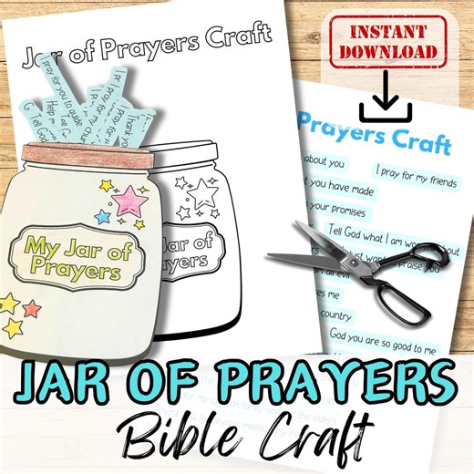 JAR of PRAYERS Bible Craft Activity for Kids. Sunday School/ Church Youth Group/homeschool Kit. Prompts to Pray. DIY Paper Lesson Plan - Etsy