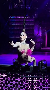 Yes, she is hanging FROM HER HAIR. #MadAppleLV | Cirque du Soleil