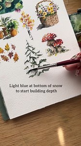 Paint a snowy pine tree with artist @hellolovelypeople_. You’ll need a Princeton Velvetouch Long Round size 4 brush and watercolors. No masking fluid needed! “The trick to get it right: find a reference picture! Sketch out the snow clump shapes you see and utilize the white of the paper for your snow.��Paint all the greenery around the snow and then use cool colors to build up the shadows and depth of color in the snow.” - @hellolovelypeople_ https://princetonbrush.com/brushes-princeton-brush-co