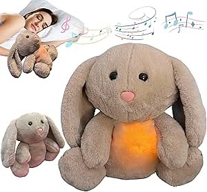 Anxiety Relief Koala Bunny, Breathing Teddy Anxiety Bear with Calming Music, Lights, Sleeping Otter Plush, Soothing Bunny for Adults & Kids, Stress Relief Stuffed Animal