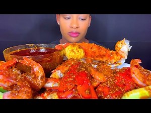 ASMR Real Mukbang 먹방 King Crab Seafood Boil Lobster Shrimp Seafood ASMR Eating Show