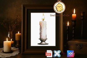 Candle Cross Stitch Pattern – Realistic Flame and Holder – PDF Saga Pattern Keeper Compatible