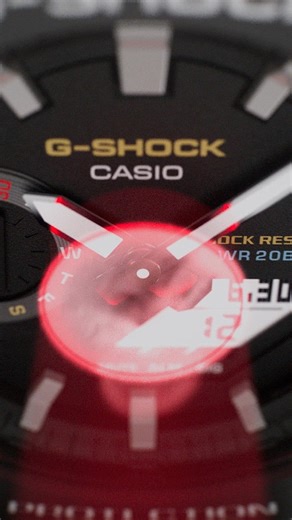 A simple and streamlined watch with octagonal bezel. The original color scheme is faithfully reproduced with touches of G-SHOCK red, representing the passion to take on challenges; blue, symbolizing excellent water resistance; and yellow, signifying outstanding shock resistance. #CASIO #GSHOCK #absolutetoughness #GA2100RL | CASIO G-SHOCK