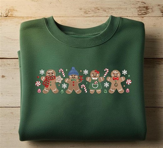 Gingerbread Family Embroidery Design, Cute Christmas Gingerbread Boy Girl, Holiday Cookie Trio Stitch File, Xmas Peppermint Candy Embroidery - Etsy