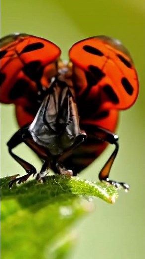 Ladybug spreading its wings, slow motion animation #animation #science #nature #insects #animals