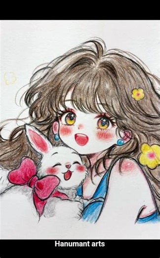 “How to Draw Cute Bunny with Girl | Simple Art Tutorial”