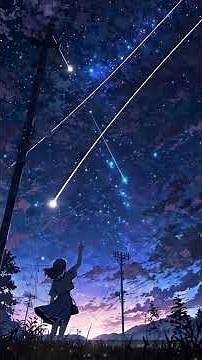 Lost in the Stars – Peaceful Anime Night Scene ✨ #nightsky #livewallpaper #wallpaper #sky