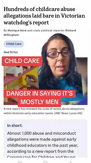 #childcare #childabuse #childabuseawareness I posted this on my tt last week and was glad that Mia did a follow up post correcting herself, saying that there were stories of women abusing children on @fourcornersabc . But I felt it was very careless. Im tired of childless women conflating violence against women with child abuse to further their agenda. It is not the same thing and means victims of female perpetrators are silenced. | Koraly Dimitriadis