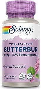 SOLARAY Butterbur Root Extract 50 mg Supplement for Men & Women - Powerful Herbal Support, Vegan Butterbur Capsules - 60 Veg Caps