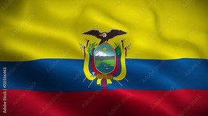Ecuador flag waving animation, perfect loop, official colors, 4K video