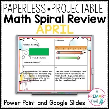 April Editable Spiral Math Review 2nd Grade Morning Work Google Slides & PPT