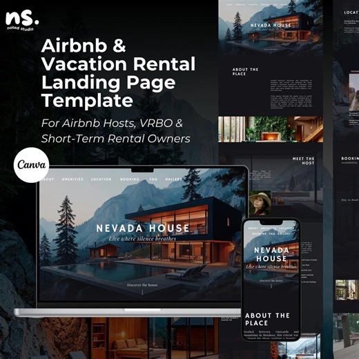 Airbnb Website Template Canva: Vacation Rental Landing Page - Etsy