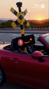 マツダロードスターに乗るふみきりくん