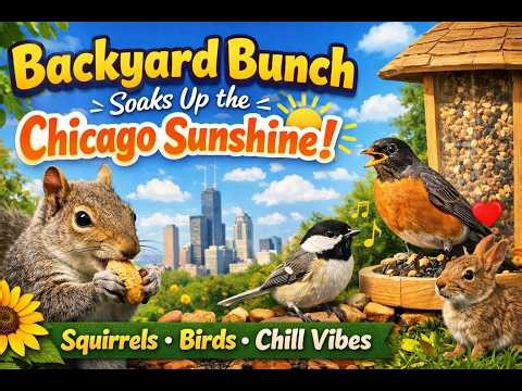 Backyard Bunch Soaks Up the Chicago Sunshine ☀️ | Sunny Squirrels, Birds & Chill Backyard Moments