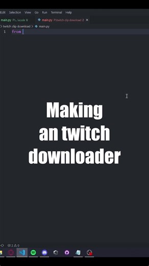 Making a twitch clip downloader#code #btc #programming #vsc #visualstudio #bitcoin #tutorial #fake #tutorial #howto #prank #miner #wallet #cmd #pythonprogram #twitch #clip #download #anti