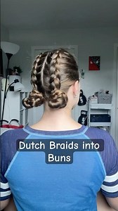Dutch Braids into Buns! #dutchbraidhairstyle #pigtails