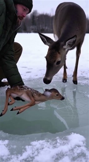 A deer bit me for help 🦌❄️ #shorts #wildliferescue