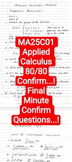 MA25C01|16marks Important Questions|Applied Calculus Important questions|Engineering king|