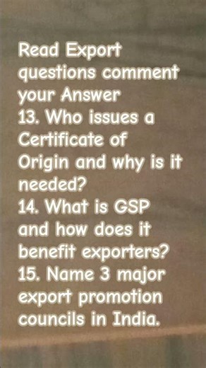 Read Export questions and comment your Answer