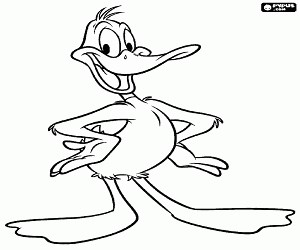 Daffy Duck, a grumpy duck coloring page printable game