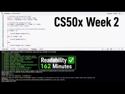 CS50x Week 2 — Arrays — Readability | 162 Minutes of Problem Solving