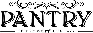 SUPERDANT Pantry Sign Stickers Self Serve Pantry Door Declas Vinly Letter Sticker Open 24/7 DIY Art Quote Kitchen Wall Decor Vintage PVC Wall Art for Kitchen Restaurant Coffee Shop Store Office
