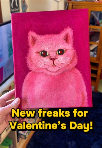 Stop buying your sweetheart junk from Target for V-Day and consider getting them a handmade freak instead! 🤷🏻‍♀️💕 Tomorrow I’ll be at Broken Clock Brewing in Minneapolis from 12-6 for their Valentine’s Day Market with lots of new freaks seeking good homes!❤️✨ #minneapolis #valentinesdaygiftideas #vday #handmadegifts #painting