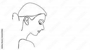 Continuous line beautiful woman line art animation. One line art.