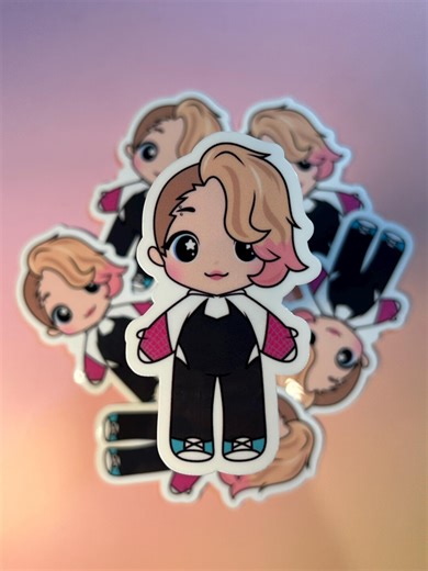 Pink Web Spider Sticker – Cute Chibi Hero Vinyl Decal – Waterproof Laminated Laptop Sticker - Etsy