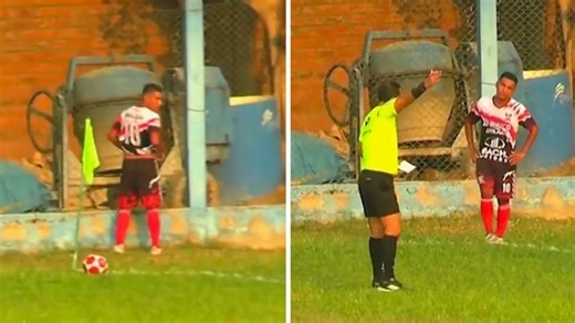 Most bizarre red card ever? Footballer sent off after urinating mid-game!