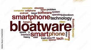 Bloatware animated word cloud, text design animation.