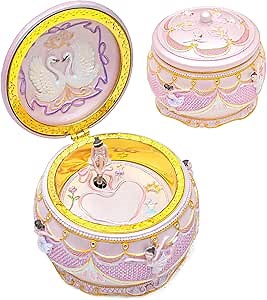 Bowu Ballerina Girl Music Box Rotate Ballet Musical Box with Colorful Lights and Sankyo 18-Note Gifts for Girls Girlfriend Wife Anniversary Birthday Christmas Play Swan Lake, Pink