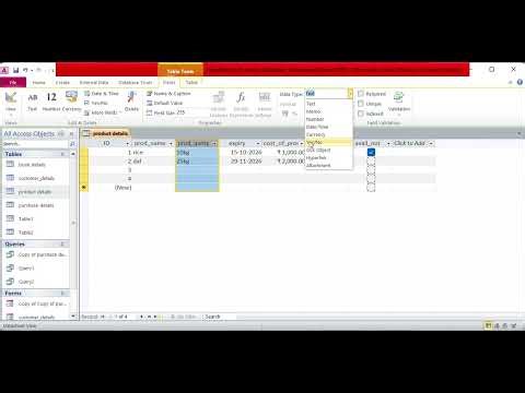 MS access video18-how to change data type from Field tab ? #forbeginners