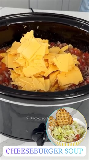 Easy crockpot cheeseburger soup for cozy family dinner