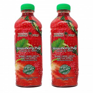 Strawberry Pulp Puree Mix | Made in Costa Rica | Mess Free | Perfect for Margaritas, Desserts, Smoothies (33.81 oz) - 2 Pack
