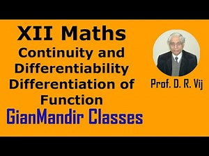XII Maths | Continuity and Differentiability | Differentiation of Function by Nidhi Ma'am
