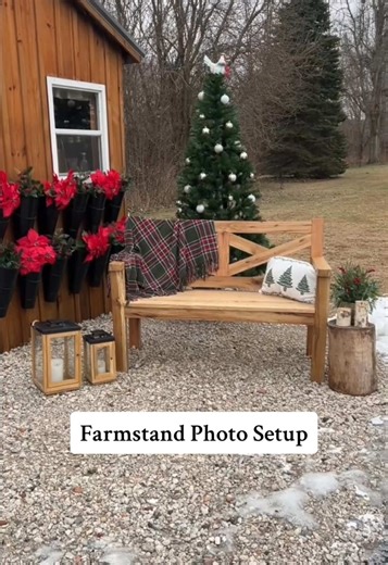 We set up a holiday photo backdrop at our farmstand for people to take pictures at (no charge) this year, and it’s one of our favorite things we did! #farmstand #roadsidestand #photobackdrop #tenpointfarm #michigan